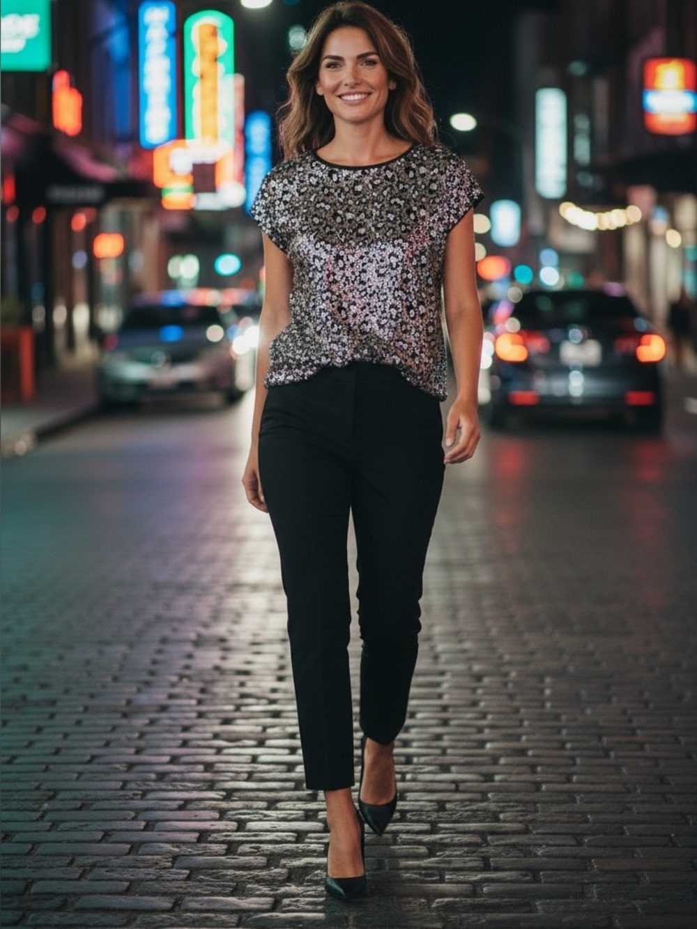 Taifun Sequinned Black Top 34